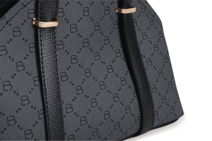 Lucky Bees Bolso 1233 - Gris, Negro, Bolso de Mano de Piel de Polivinilo Elegante y Versátil con un Bolsillo Interior